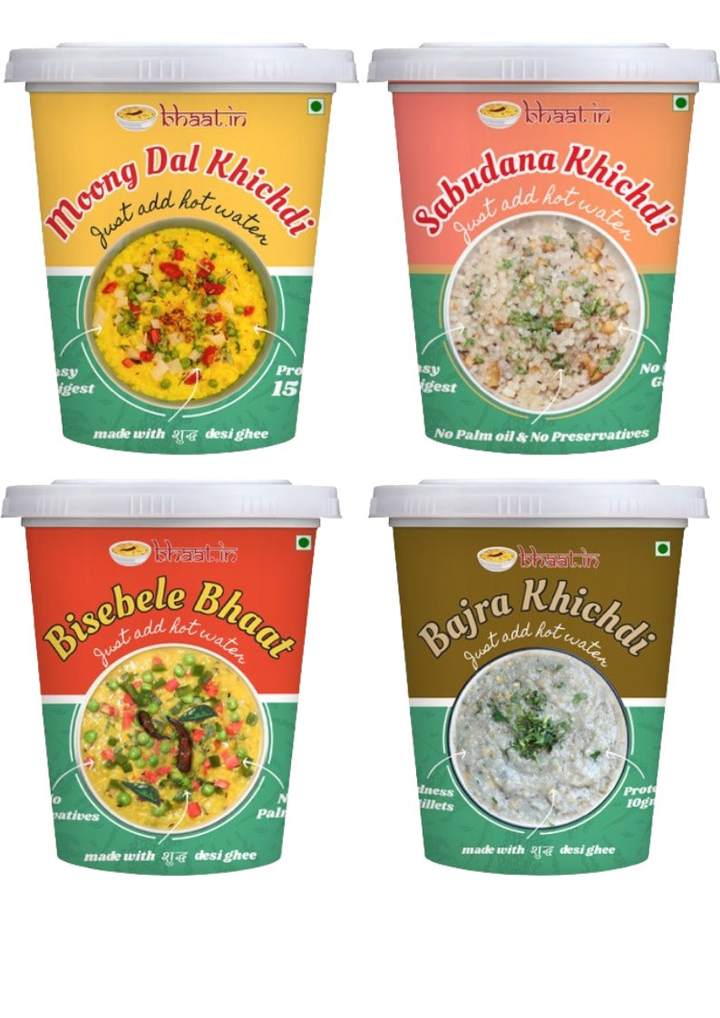 Combo-Bisebele Bhaat| Moong Dal Khichdi| Sabudana Khichdi| Bajra Khichdi in desi ghee